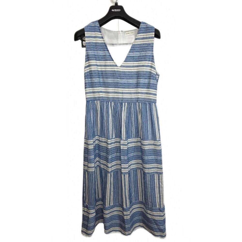 Megan Park Classic Blue And White Striped Cotton Summer Dress. Sleeveless Size 2
